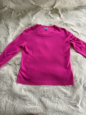Laura Scott Hot Pink Scallop Neck Knit Top